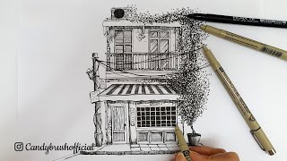 Pen amp Ink Urban Sketching Series  An Old Shop  Draw with me [upl. by Naesed429]