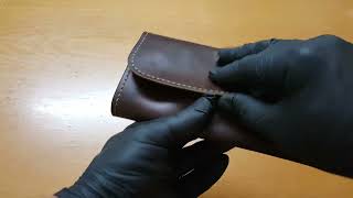 Handmade Womans Leather Wallet Stitched By Hand [upl. by Ayarahs]