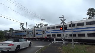 LIRR 5015 Greenport Scoot Double Decker to Ronkonkoma  Main St Railroad Crossing  Holbrook NY [upl. by Haodnanehs942]