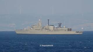 Hellenic Navy Frigates and Support Vessel during Parmenion 23 at Chios island in east Aegean Sea [upl. by Nogaem]