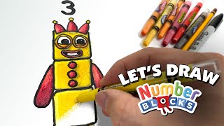 How to Draw Numberblocks Three  Tutorial from Keiths Toy Box [upl. by Clynes841]