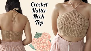 Crochet Halter Neck Top Tutorial  Crochet Tutorial  MichelleACrochet [upl. by Celestyn]