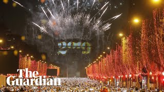 Arc de Triomphe lights up for new year in Paris [upl. by Tenay]