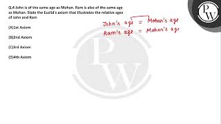 John is of the same age as Mohan Ram is also of the same age as Mohan State the Euclids axiom [upl. by Dlarej]