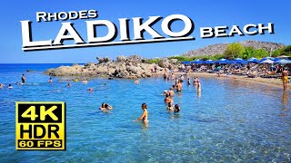 Ladiko Beach Walk Rhodes  Greece in 4K 60fps HDR UHD Dolby Atmos 💖 The best places 👀 walking tour [upl. by Anitnatsnoc]