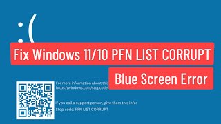 Fix Windows 11  10 PFN LIST CORRUPT BSOD Error [upl. by Mcgee903]