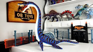 Custom Mattel Super Colossal Plesiosaurus  Glowing hybrid of Mosasaurus Spinosaurus Brachiosaurus [upl. by Elbam]