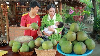 Peaceful food cooking in family  Pomelo sweet salad smoked fish  Sros yummy cooking vlogs [upl. by Yellah258]