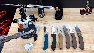 SHARPENING RESULTS  BIG BATCH OF SPYDERCOS IN ALL MY FAVORITE BLADE STEELS CPM 15V K390 S90V 10V [upl. by Eneleh]