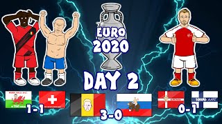 🏆Euro 2020 Day 2🏆 Lukaku goals Castagne injured Eriksen is stable Goals Highlights [upl. by Zulch]