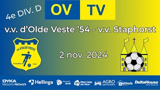 OVTV  Samenvatting  vv dOlde Veste54  vv Staphorst  02112024  4e Div D [upl. by Hacim]