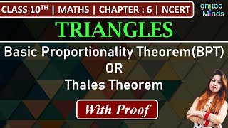 Class 10th Maths  Basic Proportionality TheoremThales Theorem Concept and Proof  Triangles [upl. by Zoa]