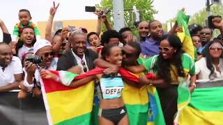 Ethiopian athlete Meseret Defar after winning Carlsbad 5000m in 2016 Carlsbad California [upl. by Lavinie]