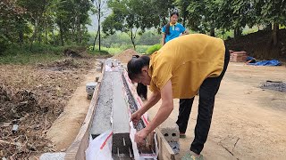 pouring reinforced cement columns to build a pig farm [upl. by Nevai]