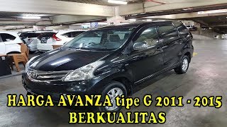 HARGA MOBIL BEKAS TOYOTA AVANZA tipe G 2011  2015 [upl. by Llertnov]