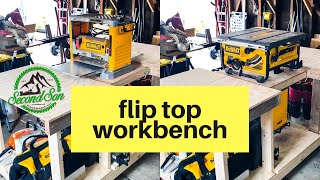 HOW TO BUILD a FlipTop Workbench  Planer and Table Saw Stand [upl. by Binky]