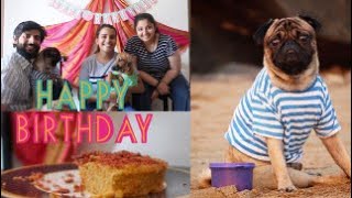 CELEBRATED OUR PUG’S 5th BIRTHDAY  BAKED A DOGS’ CAKE WITHOUT OVEN WITH FULL RECIPE [upl. by Atik]