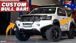 We gave this Toyota Hilux ROGUE a CUSTOM BULL BAR Wheels  Tyres  4x4accessories  Custom Bull Bar [upl. by Ruthven63]