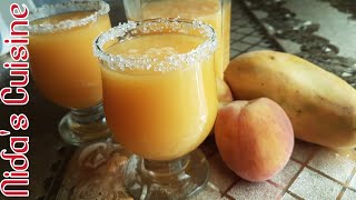 Mango Peach Drink  Nidas Cuisine  Summer Special  Mango Peach Smoothie [upl. by Pierrette]