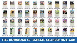 50 TEMPLATE KALENDER 2024 KARAKTER KARTUN SIAP EDIT  FREE DOWNLOAD CDR [upl. by Mou]