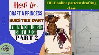 Patternmaking class online video 014How to draft a princess bustier dart pattern PART 2 [upl. by Irami]