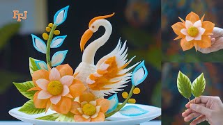 3 in 1 Peacock amp Flower Vegetable Arts for Food Decor amp Garnishes [upl. by Agnew207]