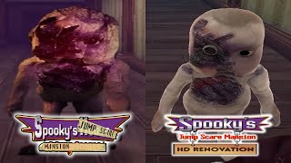 Spookys Jump Scare Mansion Original vs HD  All Death Scenes of Specimens Comparison DollHouse [upl. by Remled]