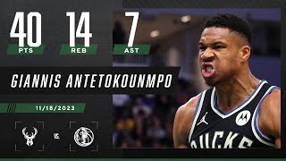 Giannis 40 PIECE 👀 Leads Bucks to win vs Mavericks  NBA on ESPN [upl. by Latt]