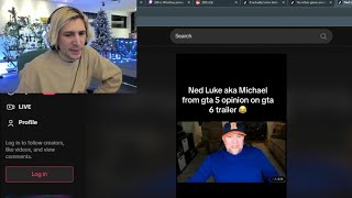 xQc Reacts to Ned Luke AKA Michael From GTA V Opinion on GTA 6 Trailer [upl. by Sel]