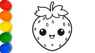 Strawberry easy drawing for kids and toddlers [upl. by Vesta]