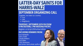 LDS for HarrisWalz National Organizing Call  26 September 2024 [upl. by Sito]