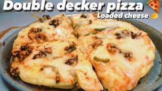 Double decker cheese loaded pizza  double decker pizza easy amp less ingredients recipe by LKK [upl. by Joed]