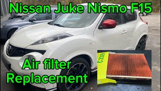 How to change air filter Nissan Juke Nismo DIY luft filter wechseln Juke F15 Nismo [upl. by Ahsenat]