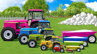 LOADER OF COLORS  TRANSPORTING amp GRASS LOADING with CAT BACKHOE LOADERS  Farming Simulator 22 [upl. by Etteneg]