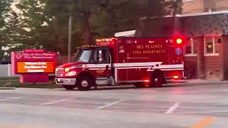 Des Plaines fire department engine 61 and spare ambulance 65 [upl. by Nowell962]