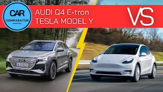 Audi Q4 Etron vs Tesla Model Y  2024  Detailed Comparison Review [upl. by Oht]