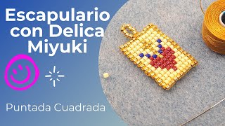 DIY Escapulario Dije Delica Miyuki Peyote Puntada Cuadrada Paso a Paso Cómo Leer Patrón Fácilmente [upl. by Bowler]