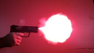 Munitionstest 9mm PAK UMAREX Röhm RG96 GECO WALTHER PARTIZAN in Zeitlupe Slow motion [upl. by Siloam]