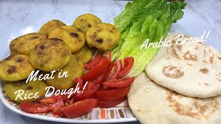 Kubba amp Arabic Bread  Meat in Rice Dough  Delicious Bread  Yummy Food [upl. by Buddy610]