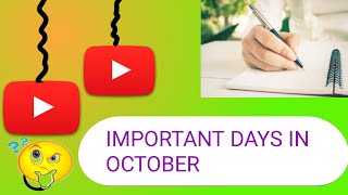 Important Days In October  Important Days  General Knowledge [upl. by Gilles]