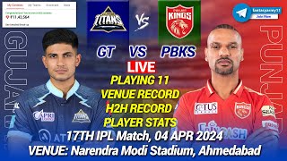 🔴LIVE GT vs PBKS Live Prediction  GUJ vs PJB Live  Gujarat vs Punjab 17TH IPL LIVE [upl. by Elna]