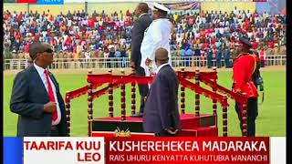 How President Kenyatta arrived at Kinoru Stadium for MadarakaDay2018 [upl. by Etnaed774]