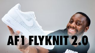 Air Force 1 Flyknit 20 White Platinum On Foot Sneaker Review QuickSchopes 667 Schopes AV3042 100 [upl. by Fi924]