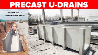 U  Drain VME precast  construction of concrete drain installation  Precast U Drain Manufacturers [upl. by Edasalof]