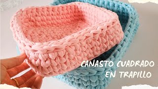 Canasto Cuadrado en trapillo  cesto cuadrado paso a paso crochetxxl trapillo totora amarulove [upl. by Waugh743]