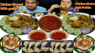 Chicken Biryani Boil Egg Gravy Chicken Momos Chatni Dahi Puri Eating Challenge [upl. by Erhard]