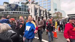 Grey Cup fan march in Vancouver [upl. by Agnese35]