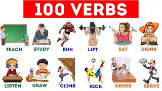 100 Common Verbs in English with Examples  Action Verbs For Beginners  English Vocabulary [upl. by Aim]