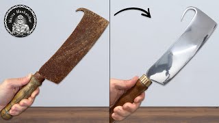 Rusty Broken Meat Cleaver Restoration  Restoration Videos [upl. by Eiroc]