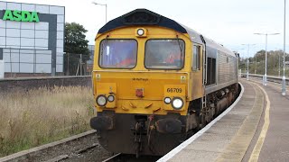 66 709 Sorrento 66 776 Joanne briefly terminate at Great Yarmouth with 3S01 RHTT 26102024 [upl. by Lynsey]